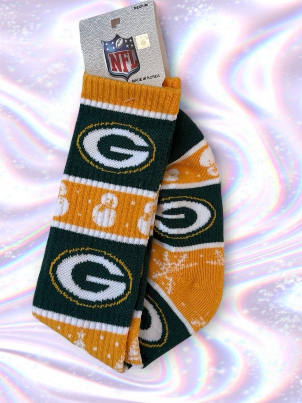 NFL Green Bay Packers Green and Gold Logo Crew Socks